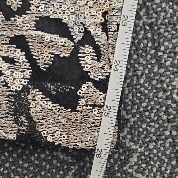 Like NEW JOA Taupe Blk Sequin Embroidered Flat Front Fancy Cigarette Pant Sz S/M - Picture 12 of 12